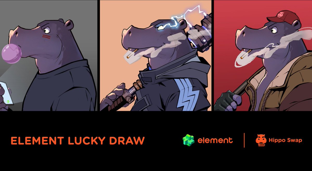 Element NFT Marketplace (@element_market) on Twitter photo 🎉 Element Lucky Draw 🎉
Ready to keep the Scroll party going? We’re teaming up with <a href="/Hippo_Swap/">Hippo Swap</a> to give away 50 NFT airdrops from the Hippo Realm Collection! 🎁 Yes, straight to your wallet! 🚀
⏰ Event Duration: Oct.21 - Oct. 25, 3PM HKT
🔗 Join here: element.market/launchpad/even… 🎉 Element Lucky Draw 🎉
Ready to keep the Scroll party going? We’re teaming up with <a href="/Hippo_Swap/">Hippo Swap</a> to give away 50 NFT airdrops from the Hippo Realm Collection! 🎁 Yes, straight to your wallet! 🚀
⏰ Event Duration: Oct.21 - Oct. 25, 3PM HKT
🔗 Join here: element.market/launchpad/even…