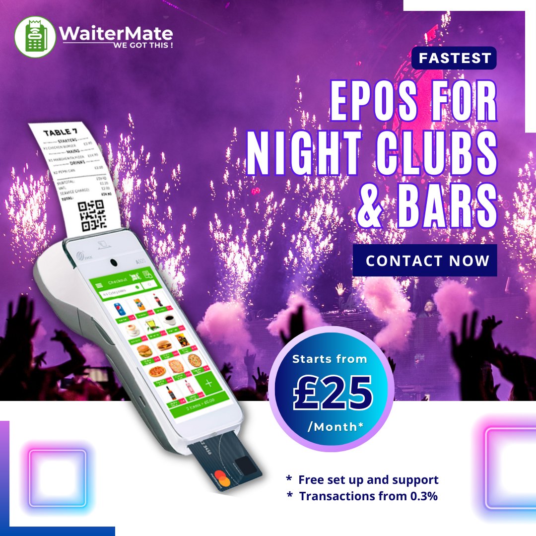 WaiterMate's tweet photo. Maximize efficiency in nightclubs and bars with our EPOS system: fast transactions, stock control, and smooth operations all night long!

Visit: https://t.co/Xft47BEo5z
Mail us: sales@waitermate.co.uk, Call: 0121 368 8300

#Waitermate #HandheldEPOS #mobileeposfornightclubs https://t.co/pFEgwbObMt