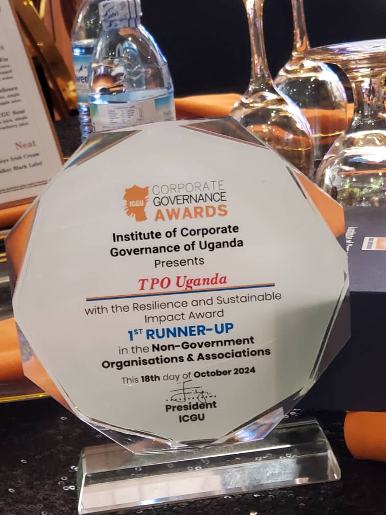 TpoUg's tweet photo. Congratulations! It is a moment of celebration as @TpoUg emerged 1st runner-up in #NGOsandAssociations category at #3rdCorporateGovernanceAwards, held in K'la. Organized by @ICGU256, the award recognizes @TpoUg's commitment to embedding sustainability strategies into operations. https://t.co/w5eCxvj7J0