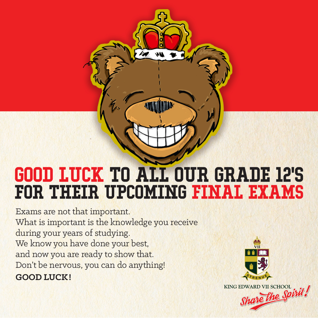 We wish all the <a href="/KingEdVIISchool/">KES</a> Grade 12s all the best over the next few weeks as they write their final exams.
You've got this!
