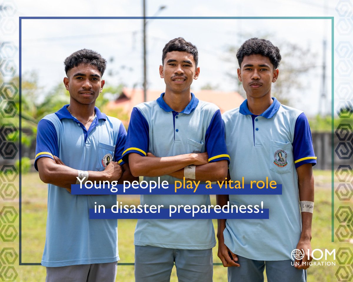 IOMtimor_leste's tweet photo. Young people play a vital role in disaster preparedness!

As climate change increases vulnerability, youth are among the hardest hit. IOM continues to empower and support them through disaster risk reduction and climate change adaptation.

Watch more: https://t.co/jpBiBFmBPx https://t.co/gqMDV714Hu