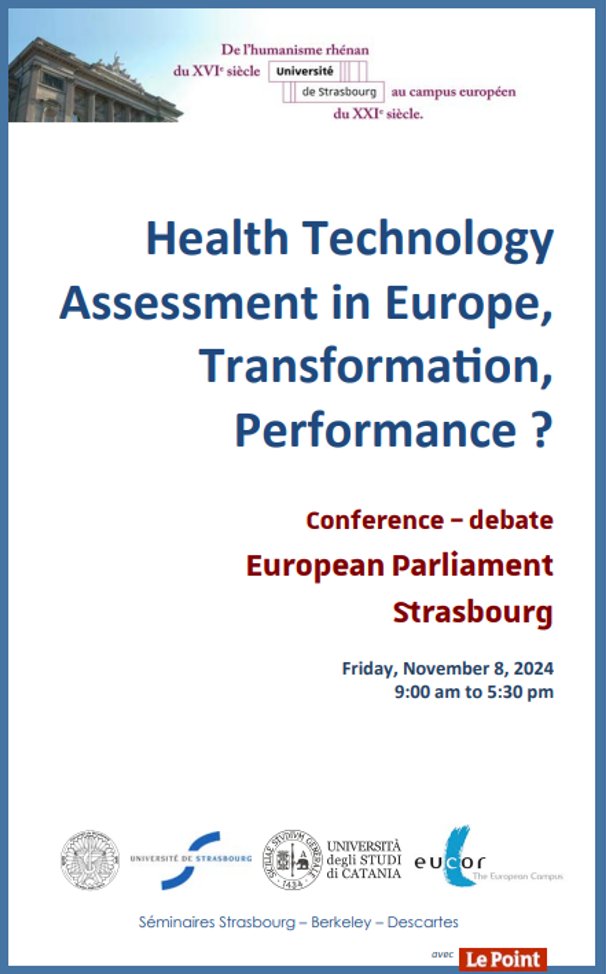 European meeting on the HTA Regulation (EU) 2021/2282, ahead of its 2025 implementation. 

Open to DATAETHICS students, researchers, professionals in HTA, governance and law.

ceie.unistra.fr/agenda/eveneme…