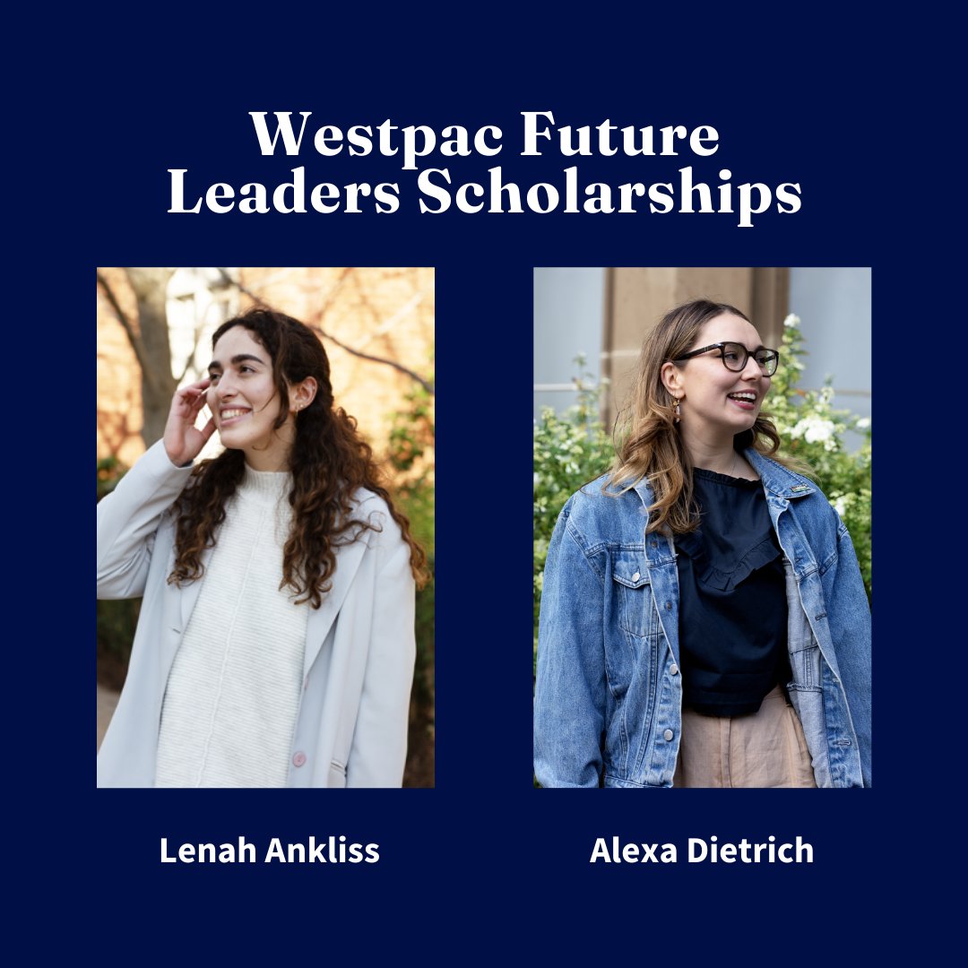 Congratulations to two of our students who have been awarded Westpac Future Leaders Scholarships! 🎉

The prestigious scholarship was awarded to Alexa Dietrich and Lenah Ankliss so they can pursue study in priority areas like sustainability or technology→ unimelb.me/4eWthpB