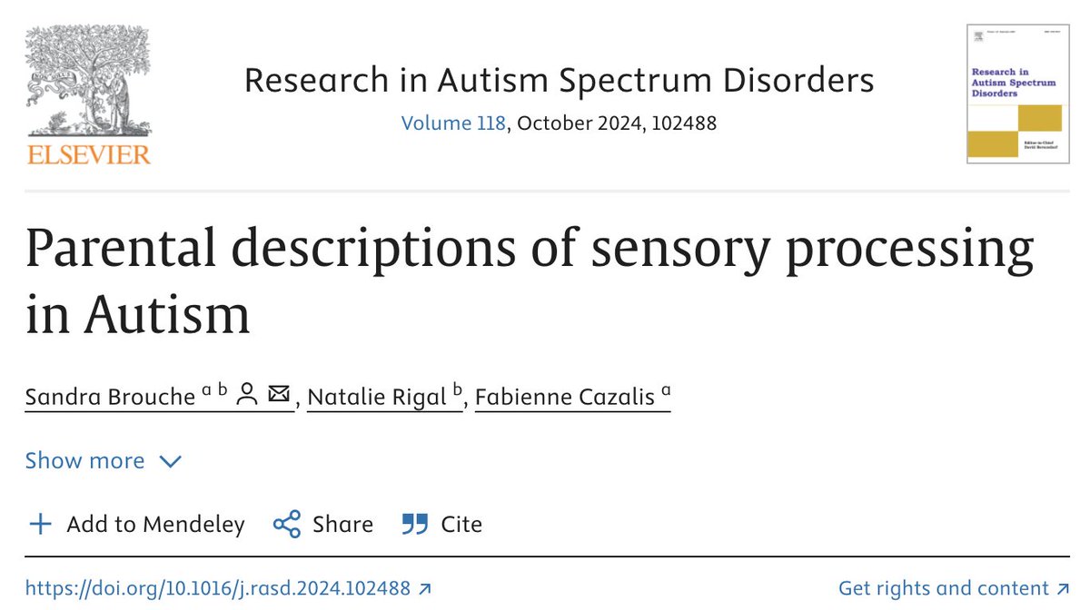 This new qualitative study explored sensory processing challenges of #Autistic individuals aged 4-34 years as reported by their parents or caregivers. 

#SensoryProcessing #SensoryAwarenessMonth

doi.org/10.1016/j.rasd…
