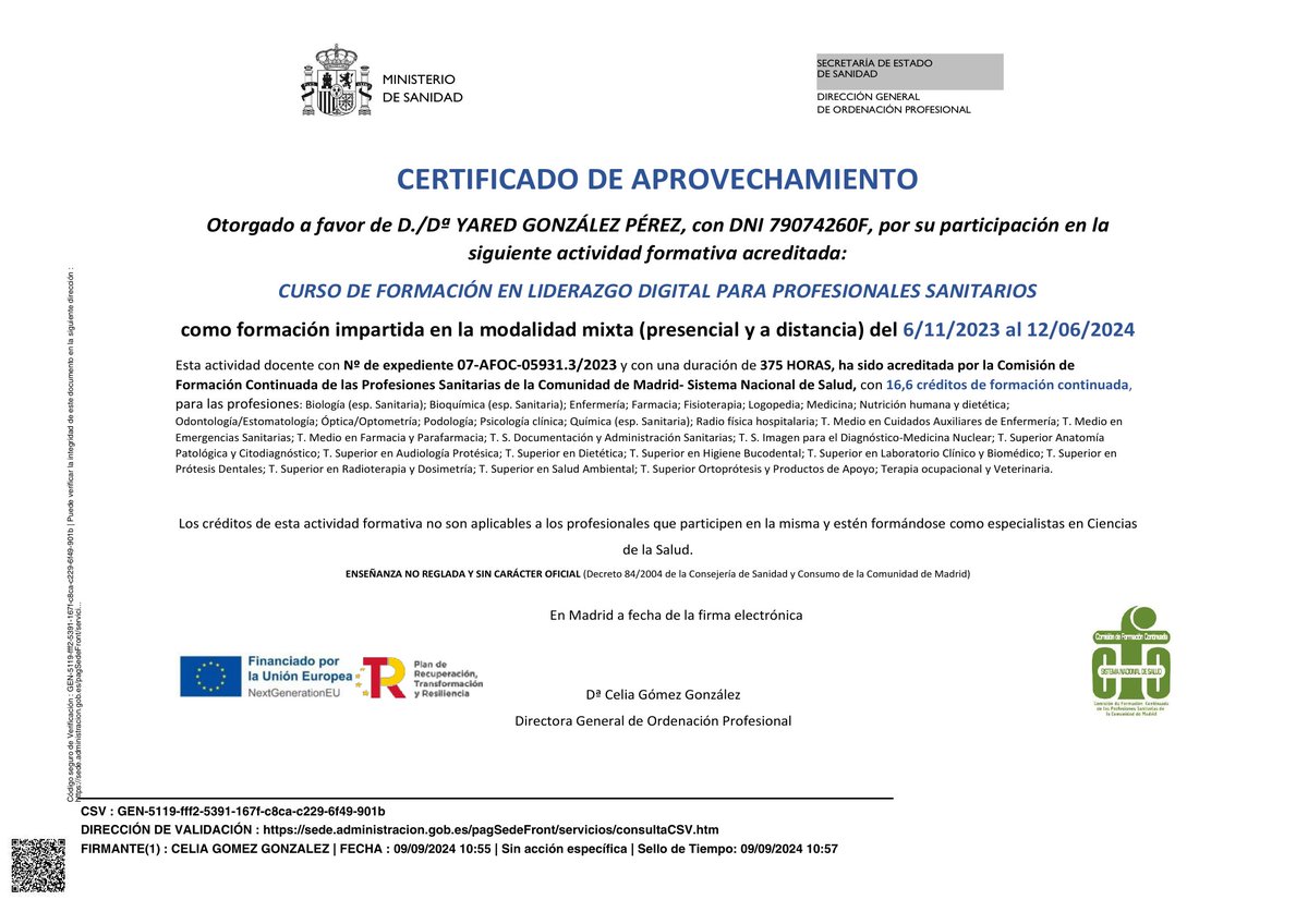 𝒀𝒂𝒓𝒆𝒅 𝑮𝒍𝒆𝒛 💊 (@yaredgp) on Twitter photo Con este curso de formación de <a href="/sanidadgob/">Ministerio de Sanidad</a> he podido acercarme al mundo del liderazgo digital, trasnformacional y la gestión de proyectos.
Sin poner foco en las personas, no entender las necesidades y sin planificar y sin una estrategia clara perdemos tiempo y dinero Con este curso de formación de <a href="/sanidadgob/">Ministerio de Sanidad</a> he podido acercarme al mundo del liderazgo digital, trasnformacional y la gestión de proyectos.
Sin poner foco en las personas, no entender las necesidades y sin planificar y sin una estrategia clara perdemos tiempo y dinero