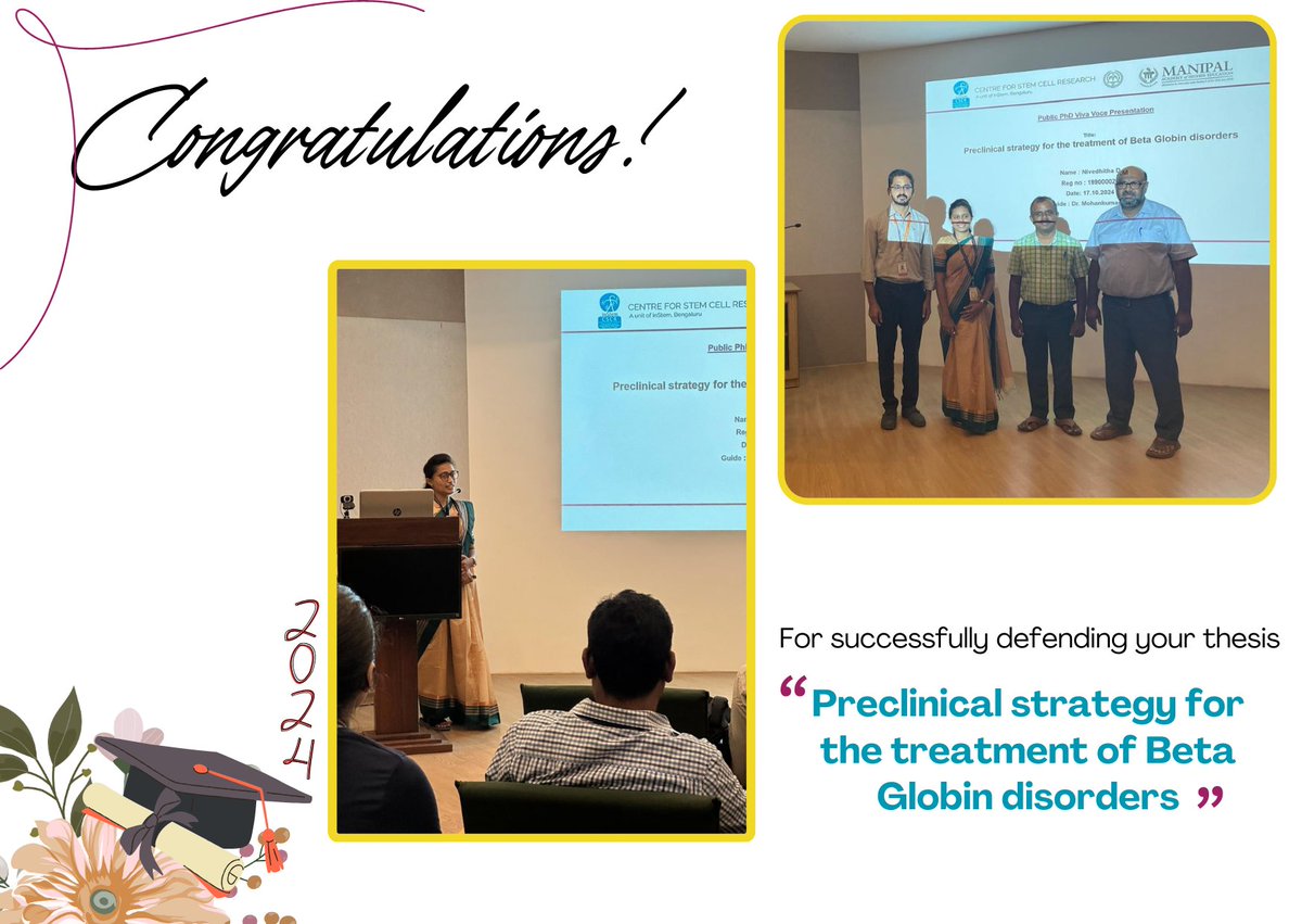 🎊Congratulations ! Dr. <a href="/Nivedhitha1996/">NIVEDHITHA Devaraj</a> from the lab of Dr. <a href="/MohankumarKMur1/">Mohankumar K. Murugesan</a>  for successfully defending your thesis on 17th October, 2024.

All the very best for the next step👏💐!!