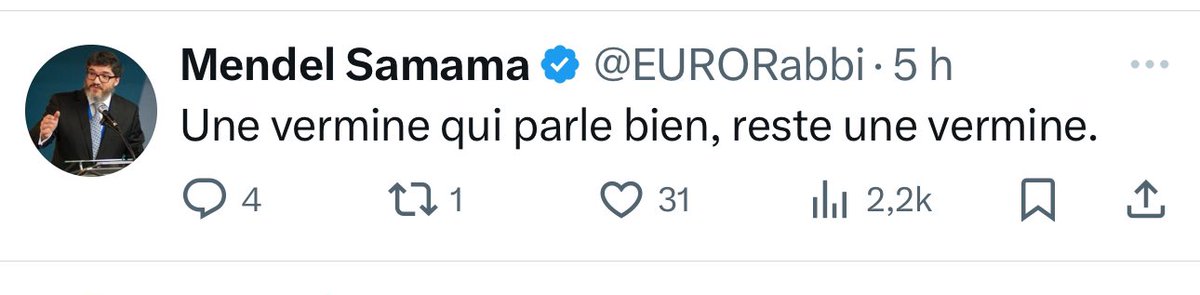 RimaHas's tweet image. Le rabbin de Strasbourg @EURORabbi qui me qualifie de vermine. C’est comme ça que les nazis parlaient des juifs.