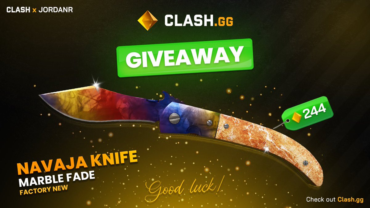 💸 Navaja Knife | Marble Fade [$244] 💸
💎 CSGO/CS2 Knife Skin Giveaway 💎

⏩ Follow <a href="/clashdotgg/">ClashGG</a> &amp; <a href="/jordanr/">jordanr</a>
🔁 Retweet
👥 Tag 1 Friend :)
⬇️ Use code JORDANR (OPTIONAL) ⬇️
clash.gg/r/JORDANR

🔜 Winner will be picked in 7 days! GL!