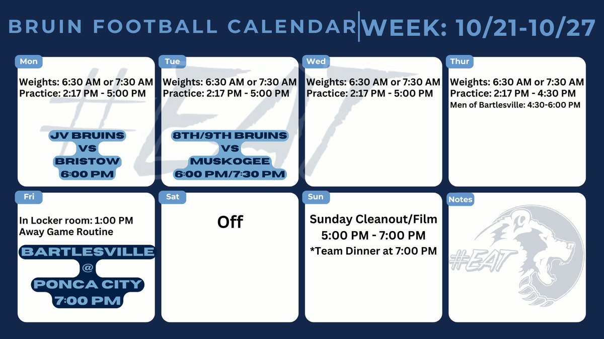 Weekly Schedule:
#EAT