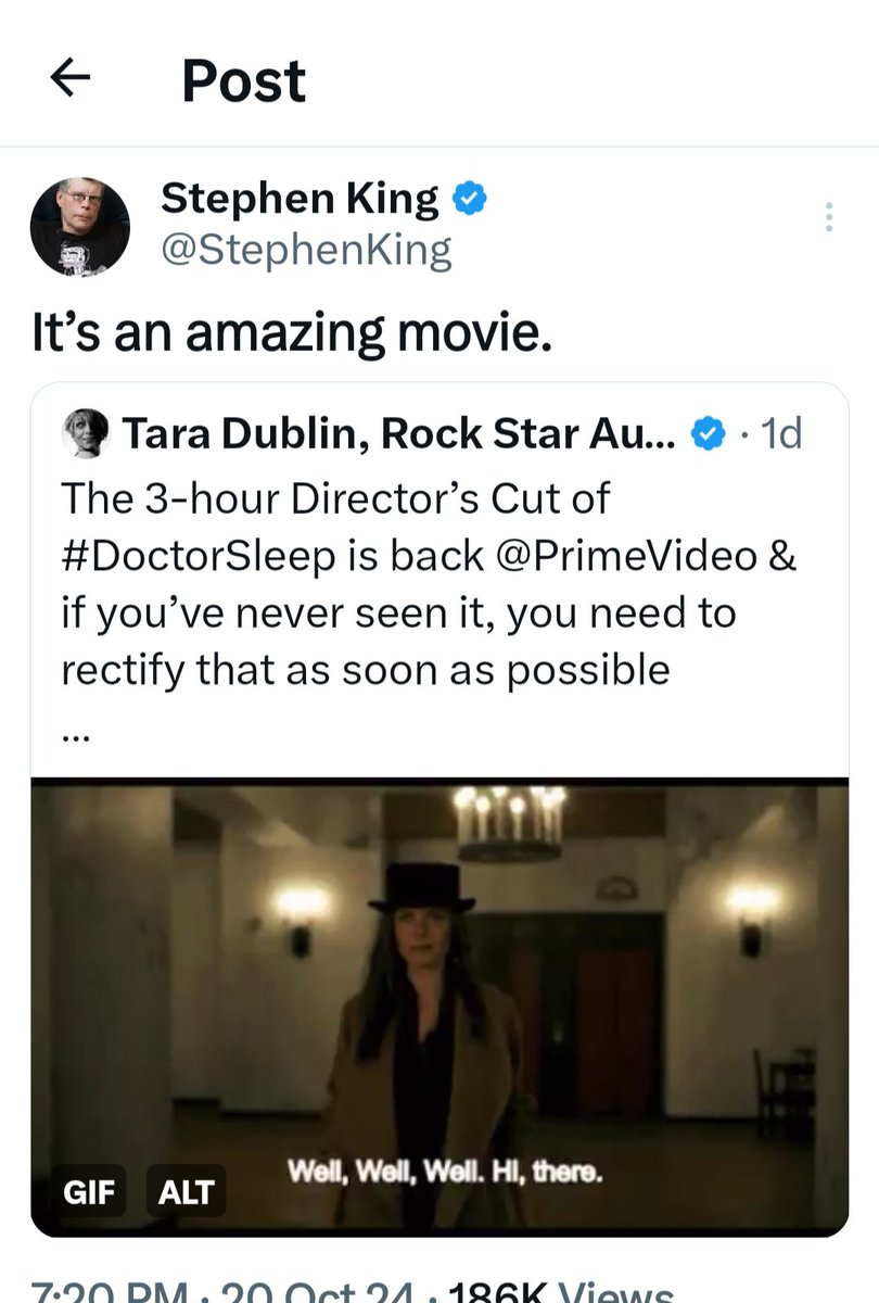 Eleanora13th's tweet photo. @taradublinrocks @PrimeVideo @flanaganfilm @StephenKing 💯% AMAZING Tara and Stephen! 💌💕❤️🎩 https://t.co/wWqIX2lGb6