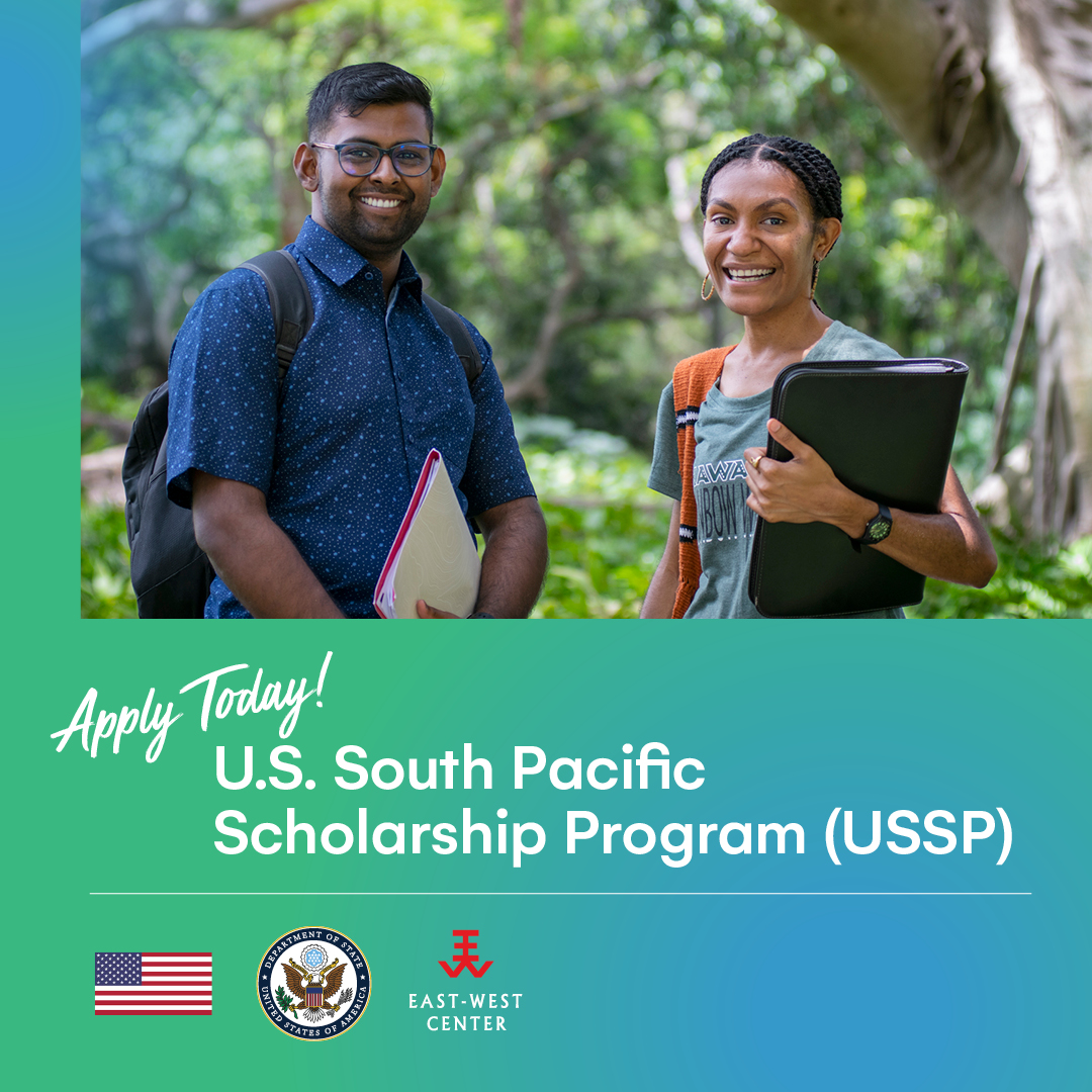 USEmbassySuva's tweet photo. 🇺🇸📣🇫🇯🇰🇮🇳🇷🇹🇻 Apply now open for @EastWestCenter's U.S. South Pacific Scholarship to get a bachelors or masters degree from the University of Hawai‘i for the 2025/26 academic year.

Learn more and apply by January 15, 2025: https://t.co/ZLVAxqN6nC https://t.co/QfyDikBXjL