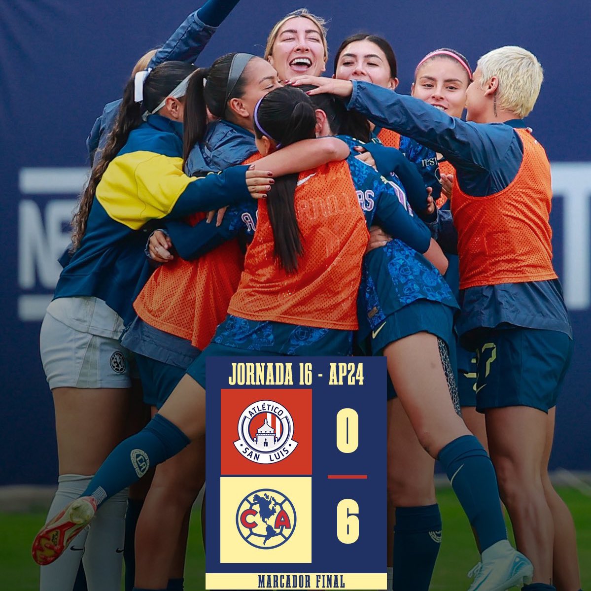 Otra goleada de nuestras Chicas Superpoderosas. 😎

¡VAMOS POR EL CAMPEONATO, ÁGUILAS! 💛💙