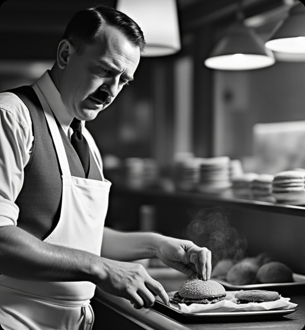 Timcast's tweet image. People don&apos;t realize that Hitler worked at McSchnitzels fast food in 1932 before being appointed chancellor as a stunt to garner support

This is a well known fascist tactic