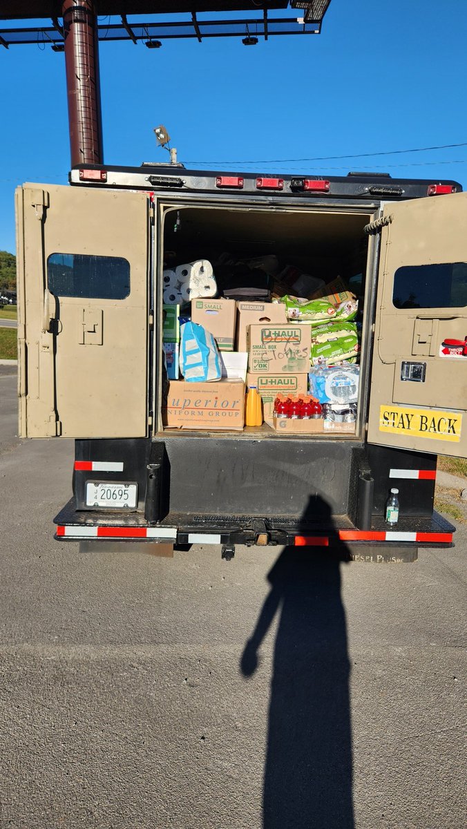 Was proud to be a part of a massive pro-Trump caravan with Hurricane Relief supplies from Murfreesboro to Lenoir, Tennessee.

We rounded up enough supplies to fill an entire Brinks truck!