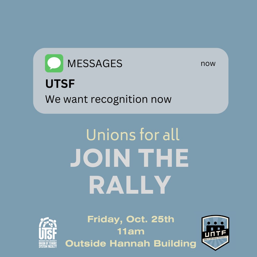 Can we count on you to join our rally tomorrow? <a href="/GradEmpUnion/">Michigan State GEU</a> <a href="/untf_msu/">Union of Non-Tenure Track Faculty @ Michigan State</a> <a href="/KevinGuskiewicz/">Kevin Guskiewicz</a> <a href="/thesnews/">The State News</a> <a href="/ScheerTheoJRN/">Theo Scheer</a> <a href="/sarahmatwood/">Sarah Atwood</a>
<a href="/michellejokisch/">michelle jokisch polo</a> #UnionsForAll #UnionNow