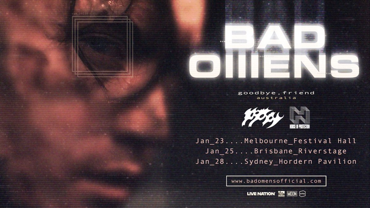 badomenscult's tweet photo. goodbye, friend. 
with poppy &amp; house of protection
tickets available 1pm aedt thursday
https://t.co/bghqGdk4LF https://t.co/vo3IfJqiNO