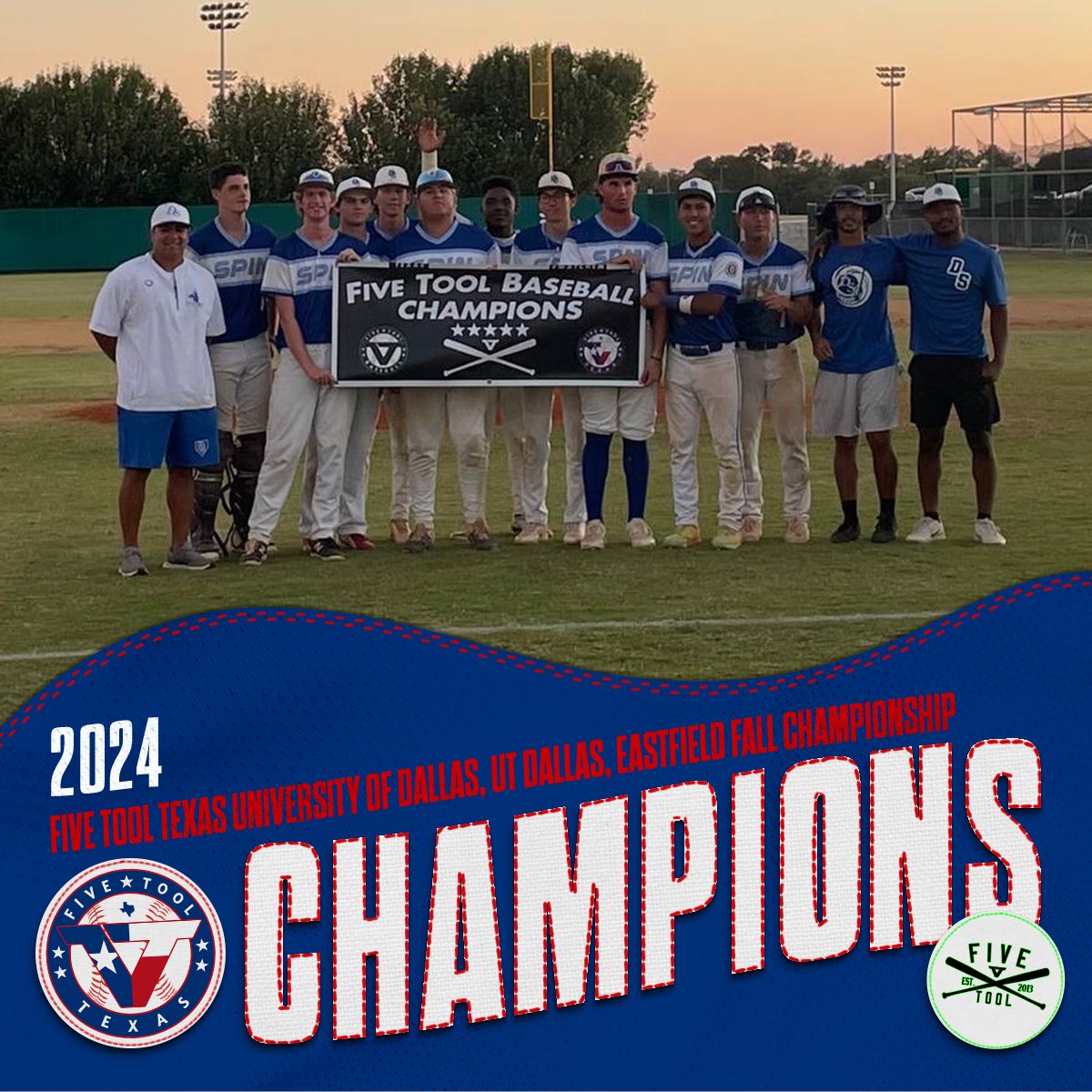 🏆CHAMPIONS🏆

Congrats to <a href="/dspinbaseball/">Dallas Spin Baseball</a> Urias on winning the 17U/18U Championship of the <a href="/FiveTool/">Five Tool Baseball</a> Texas University of Dallas, UT Dallas, Eastfield Fall Championship!

#WatchEm