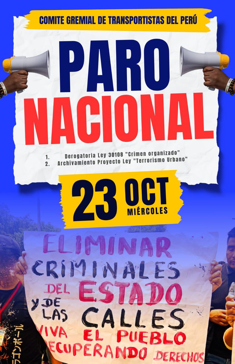 drantonioquispe's tweet photo. Fuerte y claro: Si no marchas ahora q estás vivo, después puede ser demasiado tarde… 

Este miércoles #23Octubre, >1500 Peruanos no podrán marchar porque ya fueron asesinados por sicarios y por la indiferencia de este régimen maldito!

Nos vemos en las calles y #QueSeVayanTodos https://t.co/cbb5t5GGF2
