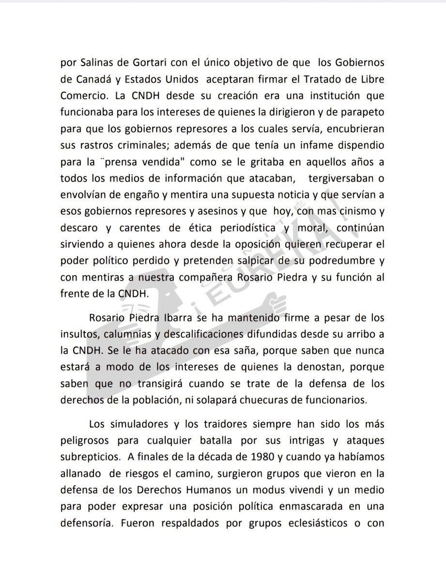 museomucmi's tweet photo. COMITÉ ¡EUREKA!… Al pueblo de México. 

Posicionamiento ante las descalificaciones sobre el trabajo de la compañera #RosarioPiedraIbarra presidenta de la #CNDH 

#VivosLosLlevaronVivosLosQueremos 

1/2 https://t.co/F2mmulc0b2