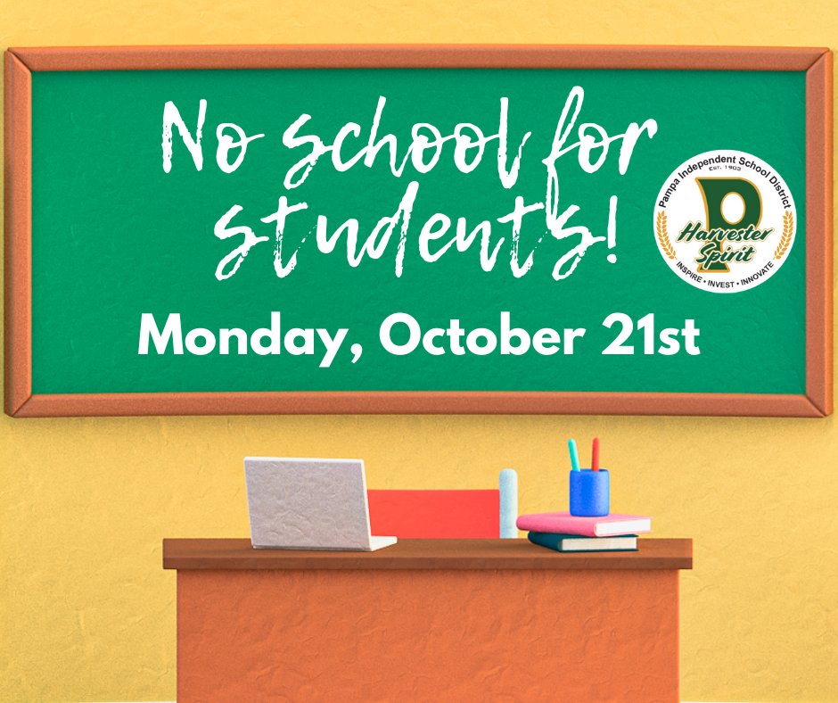 Reminder! No school for students on Monday, October 21st!