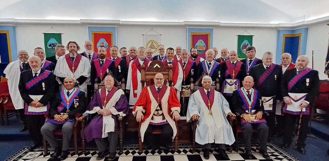 dmc9950's tweet photo. Installing Meeting of Derbyshire Motorcycle Chapter.

During our first year we have Exalted 12 new members.
Just under 50 Companions were in the Temple to witness the Installing Principals produce some fabulous ritual. 
@DerbysRoyalArch @DerbysFreemason @philipmeynell62 https://t.co/kmVCQAil1s