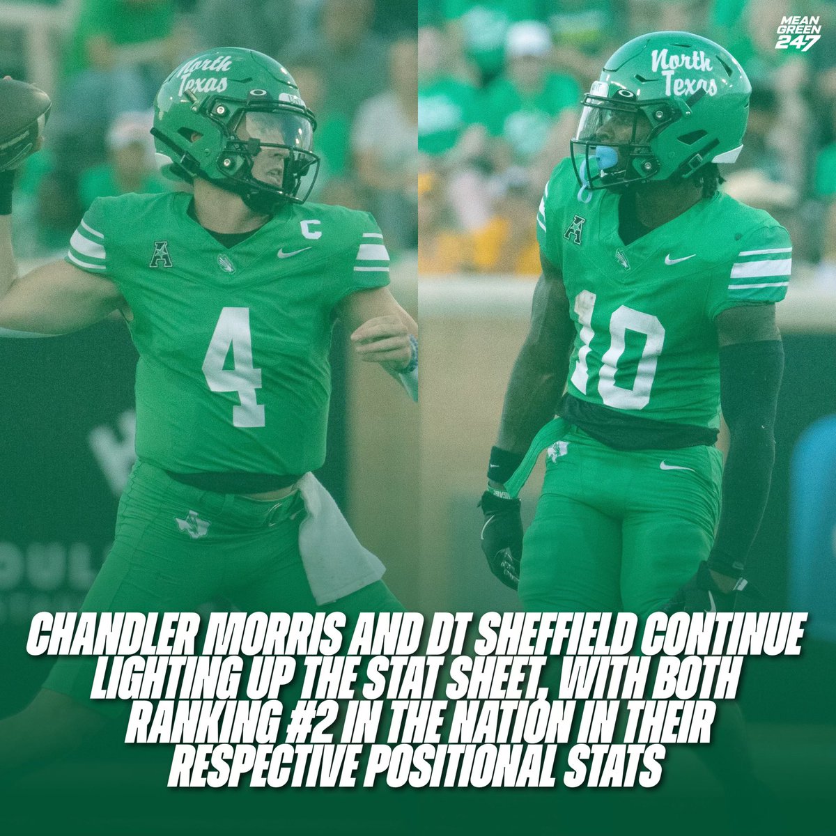 After Saturday’s performance, DT Sheffield is tied for No. 2 in the nation with nine receiving TDs, while Chandler Morris ranks No. 2 in both passing yards (2,424) and passing TDs (23).

Sheffield is also No. 15 nationally in all-purpose yards, averaging 130.7 yards per game.