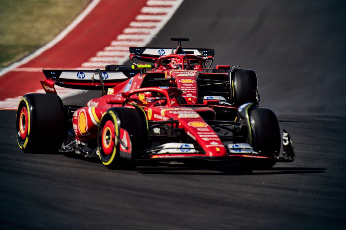 ScuderiaFerrari's tweet photo. A Sunday to remember 💙🤍❤️

#USGP 🇺🇸 #F1 https://t.co/kfpzvlsYBP