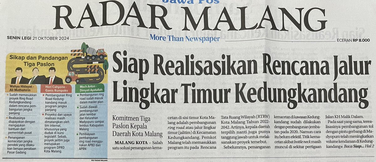 yusufgunawan's tweet photo. Permasalahan yang sudah bbrp tahun lalu tapi belum direalisasikan oleh Pemkot kenapa? Malah buru2 menjadikan Ibukota di mana Ibukotanya pada semrawut juga karena fasum spt kantong parkir gak ada & membuat kebijakan 1 arah dg alasan mengurai kemacetan tapi alhasil sekarang spt apa kenyataan di lapangan?

Berburu investasi boleh tapi harus ada sarana & prasarana penunjang yg harus disediakan. Penegakan aturan juga harus ada & konsisten. Begitu pula akan perawatan2nya. 

Mau bangun jalitim lah yg akses Jl. Danay Jonge aja belum kelar sampai saat ini seingat saya:
https://t.co/Fy4tpcTLjt

https://t.co/btSXnMd5vb

https://t.co/MksbqVDBez

https://t.co/Y3BZfy955w

Penerapan sistem transum yang memadai & terintegrasi itu perlu untuk mengatasi kemacetan. Pembangunan/tata ruang kota itu jg sangat penting. Pengalihan arus lalin hanyalah solusi jangka pendek. 

Akses dr tol ke dalam kota itu saja duluanya pemda sudah tahu tapi antisipasinya sangat lamban menurut saya. Semoga saja pemimpin yang baru nantinya beserta jajarannya dan staf ahlinya benar2 bisa memperhatikan & menjalankan tugasnya untuk kepentingan umum. Ingat akan sumpah jabatanmu! 🙏

#MalangTambahRuwet 
#MalangTambahMacet