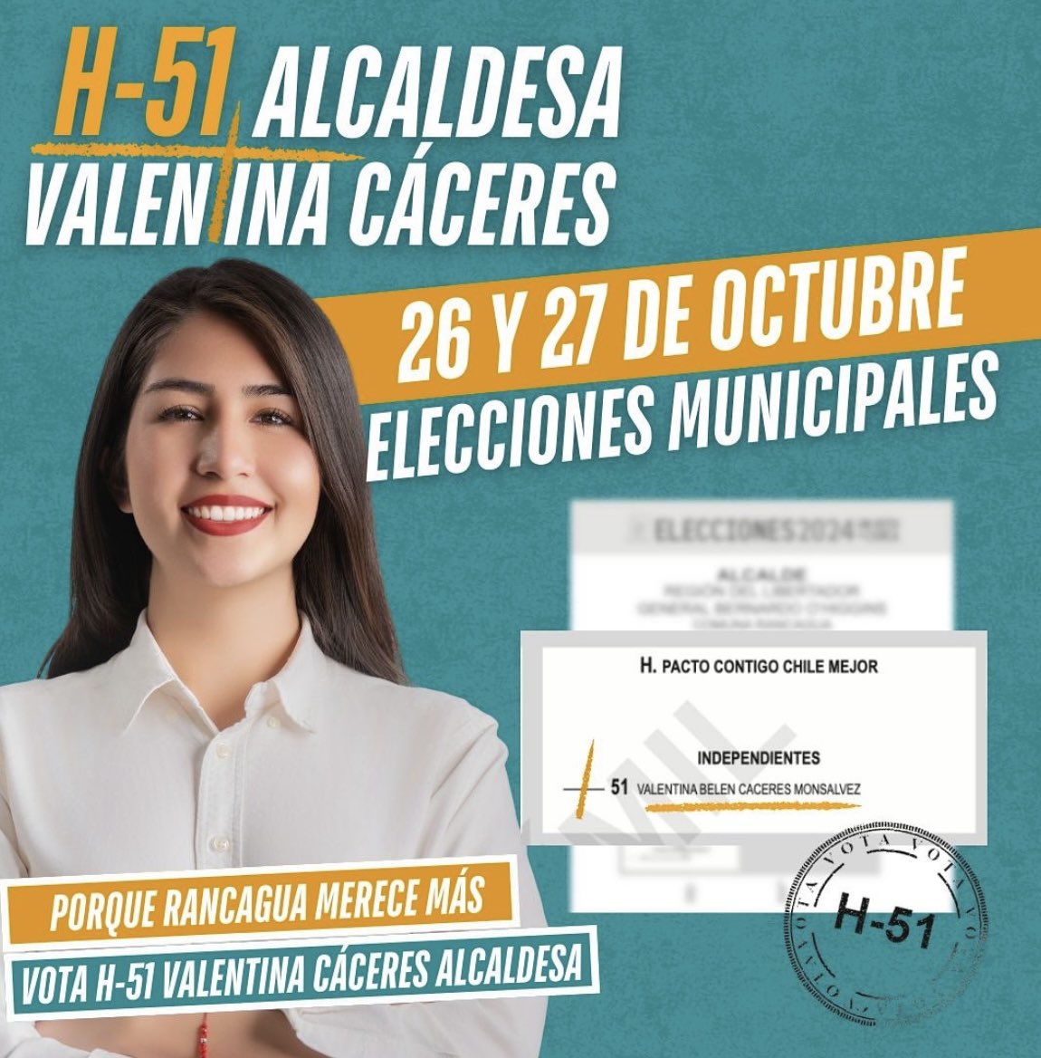 Este 26 y 27 de octubre únete al equipo de la esperanza, el cambio lo hacemos entre todos y todas. 🫰🏼

Súmate y hagamos historia, con ser la primera alcaldesa electa democráticamente 💪🏼