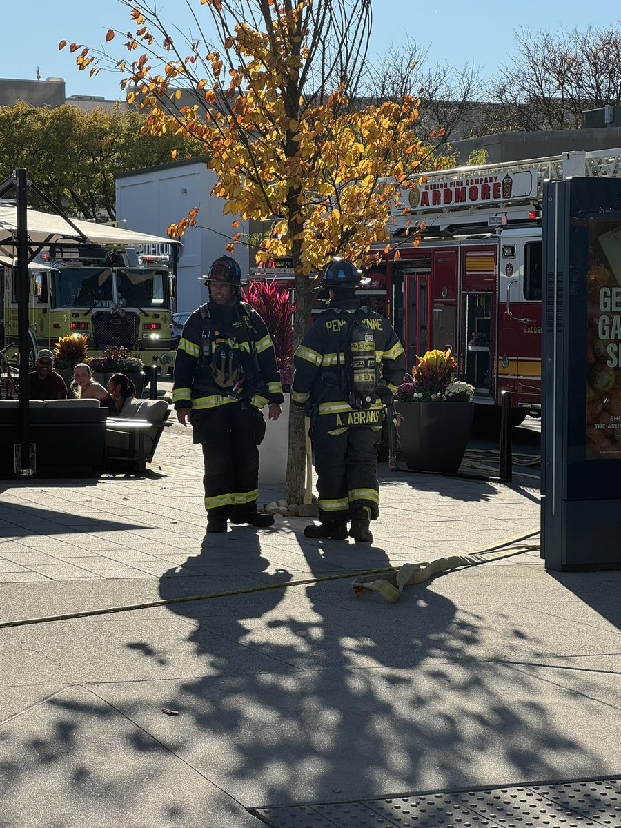 Ladder run to Suburban Square assisting Ardmore this afternoon.