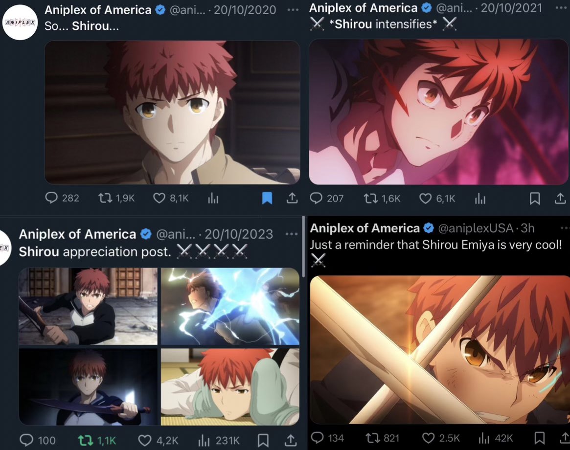 TypeRamza's tweet photo. Aniplex is so cool for always remembering Shirou Day! https://t.co/1r20YoWmZd