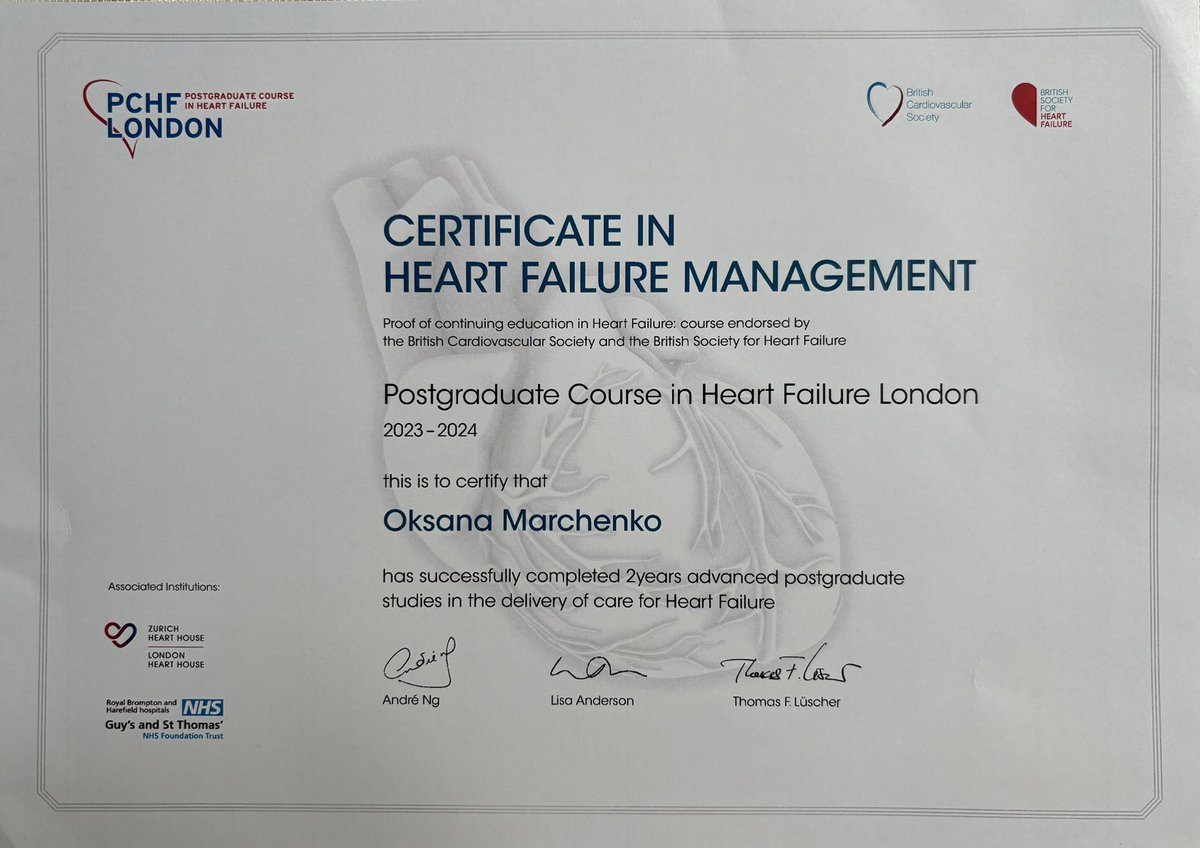 Oksana Marchenko (@oxmarchenko) on Twitter photo The London Postgraduate Course in Heart Failure Management ✅A big thank you to Prof. <a href="/TomLuscher/">CardioTomLuscher</a>, <a href="/eleanorwicks/">Eleanor C Wicks</a>, and all the incredible speakers of <a href="/zhh_ch/">Zurich Heart House (ZHH)</a>. I truly appreciate the support from <a href="/JGrapsa/">Julia Grapsa MD, PhD</a> and <a href="/mgtrivieri/">Maria G. Trivieri</a>. I hope to apply this knowledge shortly🫀🩺 The London Postgraduate Course in Heart Failure Management ✅A big thank you to Prof. <a href="/TomLuscher/">CardioTomLuscher</a>, <a href="/eleanorwicks/">Eleanor C Wicks</a>, and all the incredible speakers of <a href="/zhh_ch/">Zurich Heart House (ZHH)</a>. I truly appreciate the support from <a href="/JGrapsa/">Julia Grapsa MD, PhD</a> and <a href="/mgtrivieri/">Maria G. Trivieri</a>. I hope to apply this knowledge shortly🫀🩺