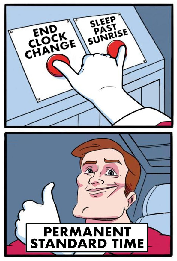 In two weeks, we return to Standard Time’s morning light and later sleep times! 🌅😴 Tell legislators to make Standard Time permanent! Click the link in our next post below… 👇🔗
