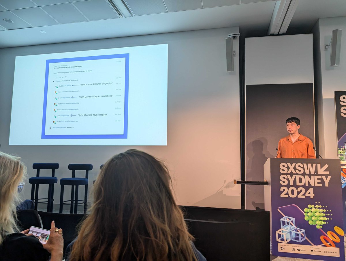 RelevanceAI_'s tweet photo. 💡Relevance at @sxswsydney  

It was great to see Daniel Palmer @userlastname speak about the Agentic Revolution.

Dan broke down how agentic and generative AI is fundamentally reshaping our ability to automate tasks, and laid out what this will mean for the future of work. https://t.co/vxbfSq3wbu