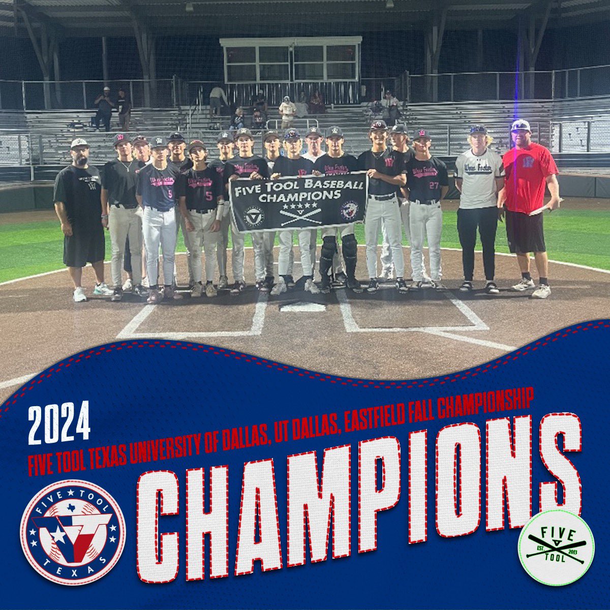 ✭Five Tool Texas✭ (@fivetooltexas) on Twitter photo 🏆CHAMPIONS🏆
Congrats to <a href="/WowFactor_DFW/">Wow Factor-North TX</a> 2027 on winning the 15U/16U Championship of the <a href="/FiveTool/">Five Tool Baseball</a> Texas University of Dallas, UT Dallas, Eastfield Fall Championship!
#WatchEm 🏆CHAMPIONS🏆
Congrats to <a href="/WowFactor_DFW/">Wow Factor-North TX</a> 2027 on winning the 15U/16U Championship of the <a href="/FiveTool/">Five Tool Baseball</a> Texas University of Dallas, UT Dallas, Eastfield Fall Championship!
#WatchEm