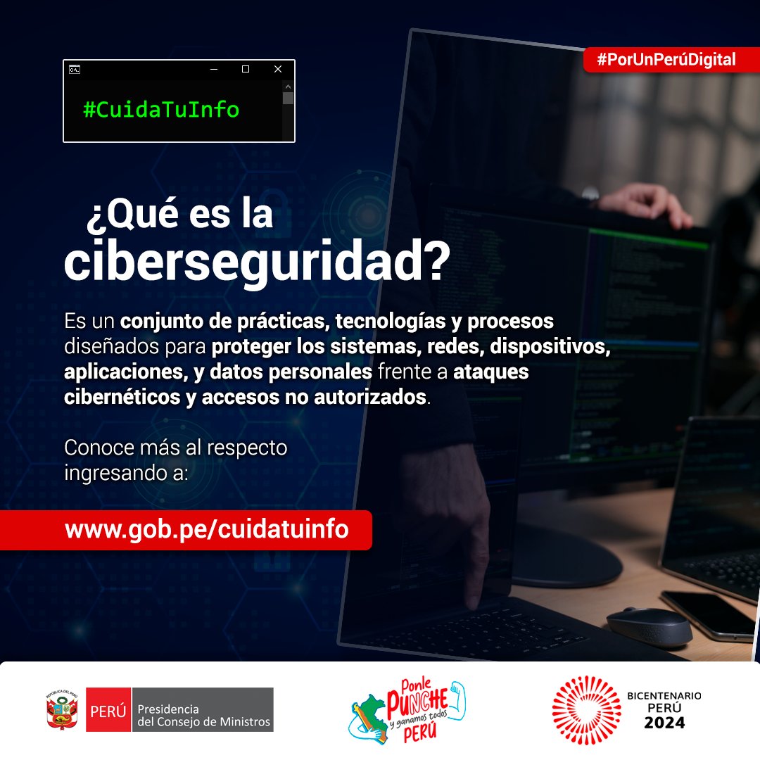 PeruPaisDigital's tweet photo. #CuidaTuInfo | ☝️La ciberseguridad protege nuestra información, dispositivos y activos digitales contra ataques cibernéticos. 🔐🌐

🚨 Aprende más sobre su importancia y cómo mantenerte seguro en el entorno digital. 👇
🔗https://t.co/dAPLRLylqh

#Ciberseguridad #PNTD https://t.co/omMc9zfJEd