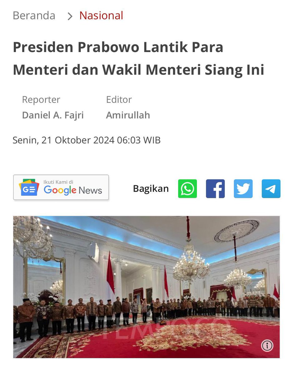 Kita sih percaya, DwiTUNGGAL PRABOWO GIBRAN akan memperkuat kekompakan untuk menghilangkan kemiskinan dgn membuat kesempatan usaha.

SelamatBEKERJA UntukBANGSA