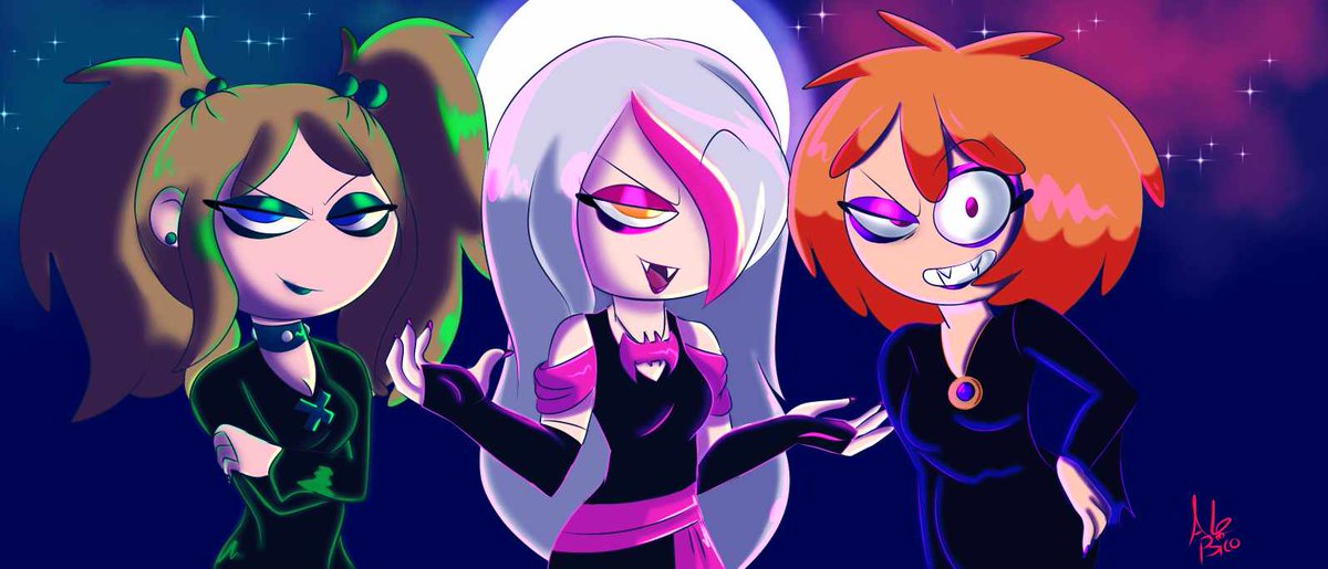 ALEpsico24's tweet photo. We are the HEX GIRLS!! AND IM GOONA PUT A SPELL ON YOU!!. 

#FNAFHS #Thehexgirls #fhsz3r0 #fnafhsjoy #fnafhsmeg #fnafhsann #fnafhschica #spookymonth 
#scoobydoo https://t.co/kIH2cJkf7o