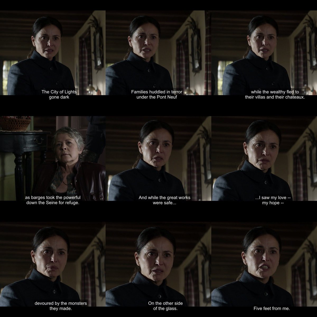 TWalkingDWorld's tweet photo. Madame Genet describes the chaos of the early days of the outbreak…mentioning “the monsters they made” 

Is this another clue towards the French being responsible for the walkers?! 

A reference to what we learned at La Biomédicine DDMI?

#TWDDarylDixon #TheBookOfCarol https://t.co/HZewyLTXYr
