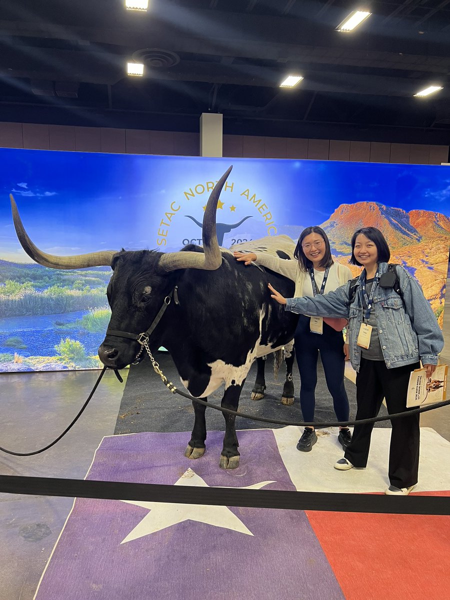 shen_yike's tweet photo. #ShenLab at #SETAC Fort Worth! Come to PhD student Yidanโs platform talk and my poster on Thursday! Welcome to Dallas-Fort Worth! We have a real Texas Longhorn in the exhibition room ๐๐ https://t.co/htJ6KA8oSk