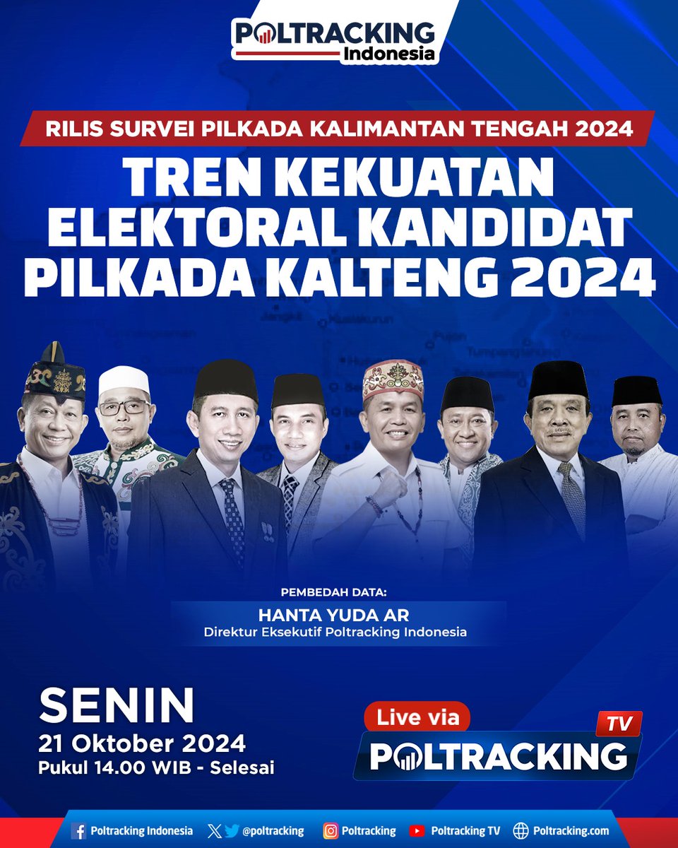 Undangan Media Rilis Temuan Survei Pilkada Kalimantan Tengah 2024 Poltracking Indonesia:

TREN KEKUATAN ELEKTORAL KANDIDAT PILKADA KALTENG 2024

Narahubung: Masduri Amrawi (085234977108)

#poltracking #rilissurvei #survei #pilkada2024 #kalimantantengah