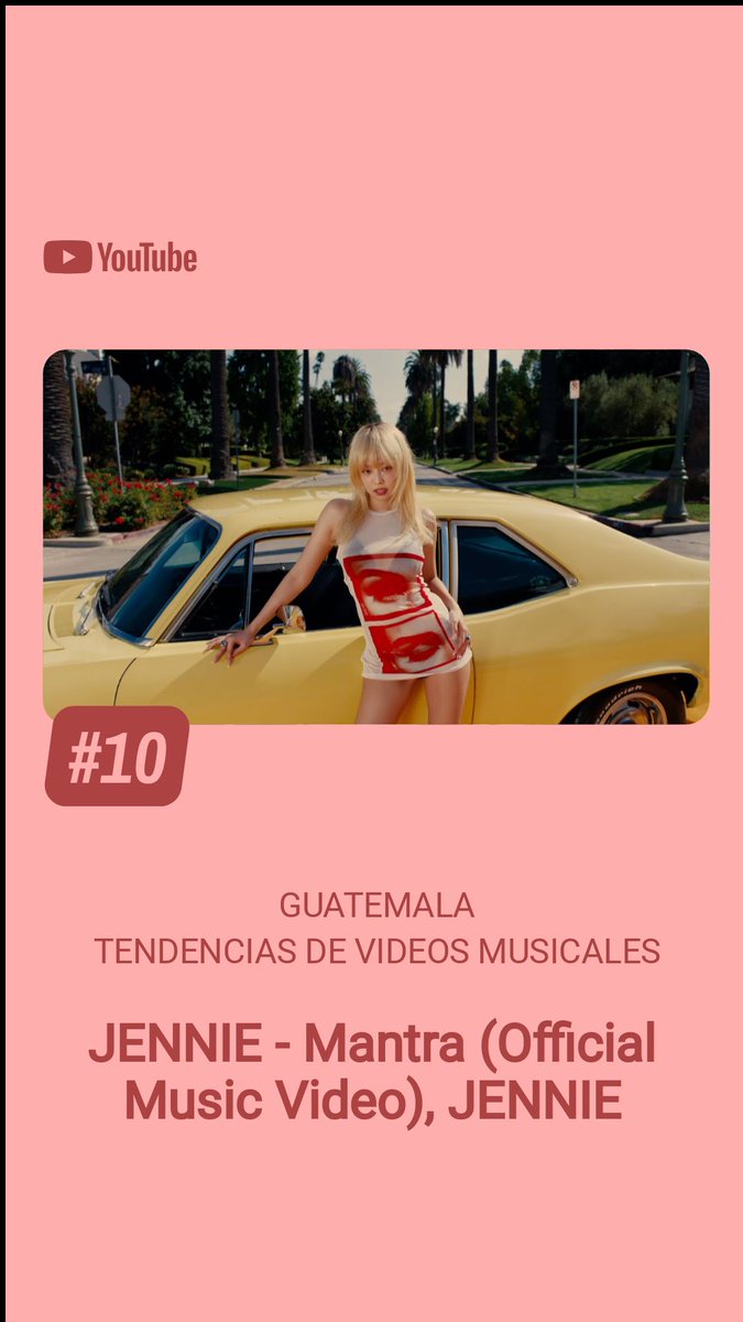 BLACKPINKGT's tweet photo. Rosé y Jennie en las tendencias de Videos Musicales en YouTube Guatemala. 

#2 APT (MV) - Rosé &amp; Bruno Mars 
#10 Mantra - Jennie 
#17 APT (Audio)  - Rosé &amp; Bruno Mars 

#JENNIE #제니 #ROSÉ #로제 #APT #Mantra https://t.co/toLDCMCyz5