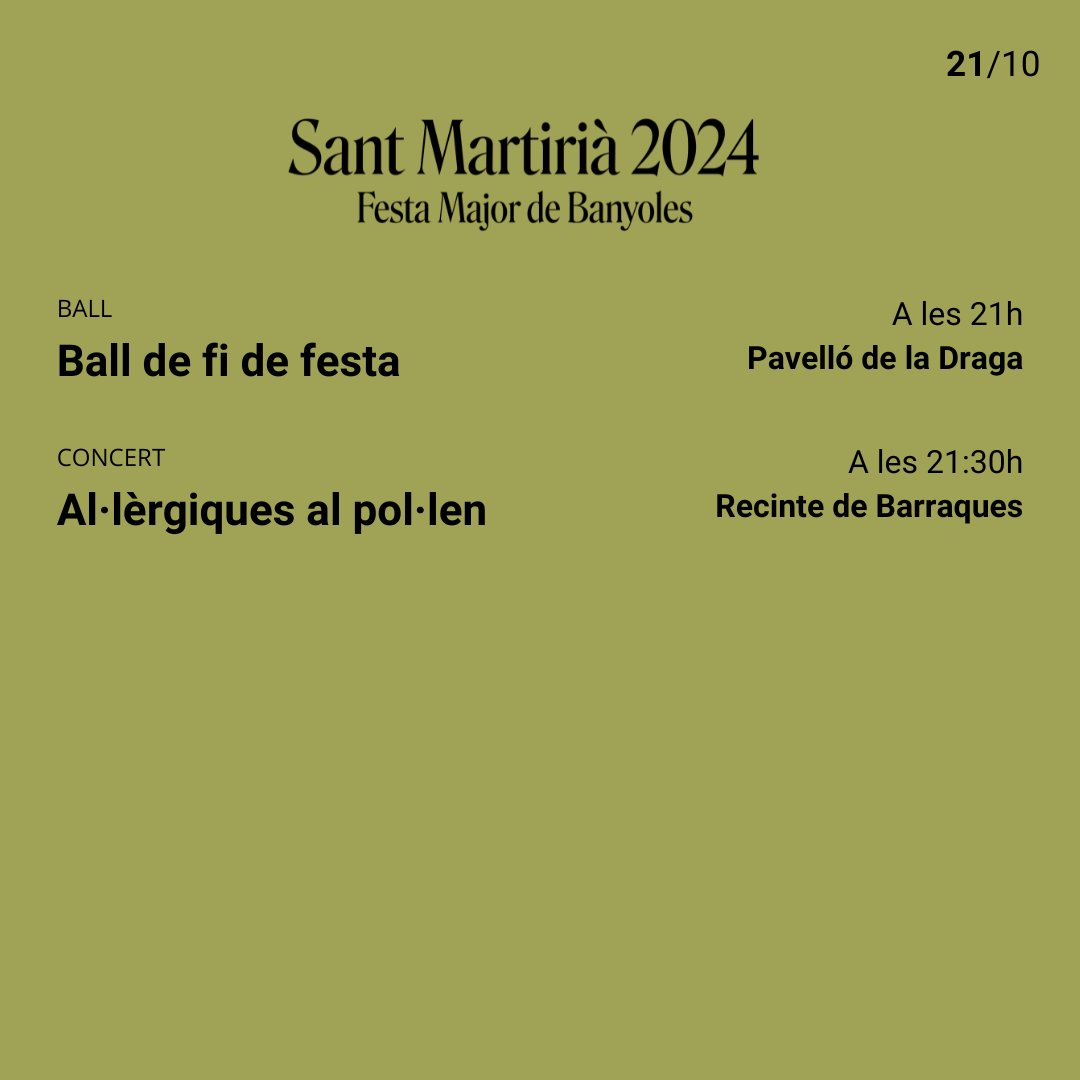 Acomiadem la Festa Major de Sant Martirià 2024 #deBanyoles 😢🎊

I ho fem amb dia ple de propostes per a petits i grans

#FMB #FestaMajor #SantMartirià2024 #Banyoles