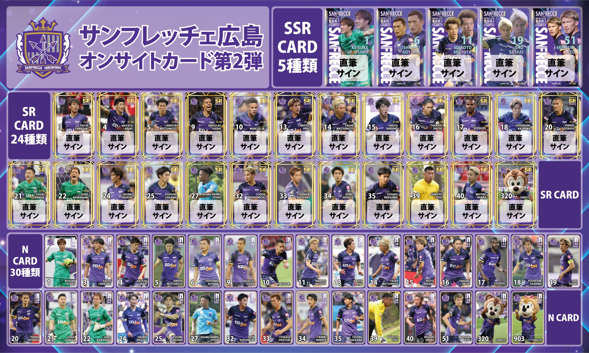サンフレッチェ広島　オンサイトカード第二弾
青山敏弘選手　SSR サンフレッチェ広島オンサイトカード第2弾販売のお知らせ