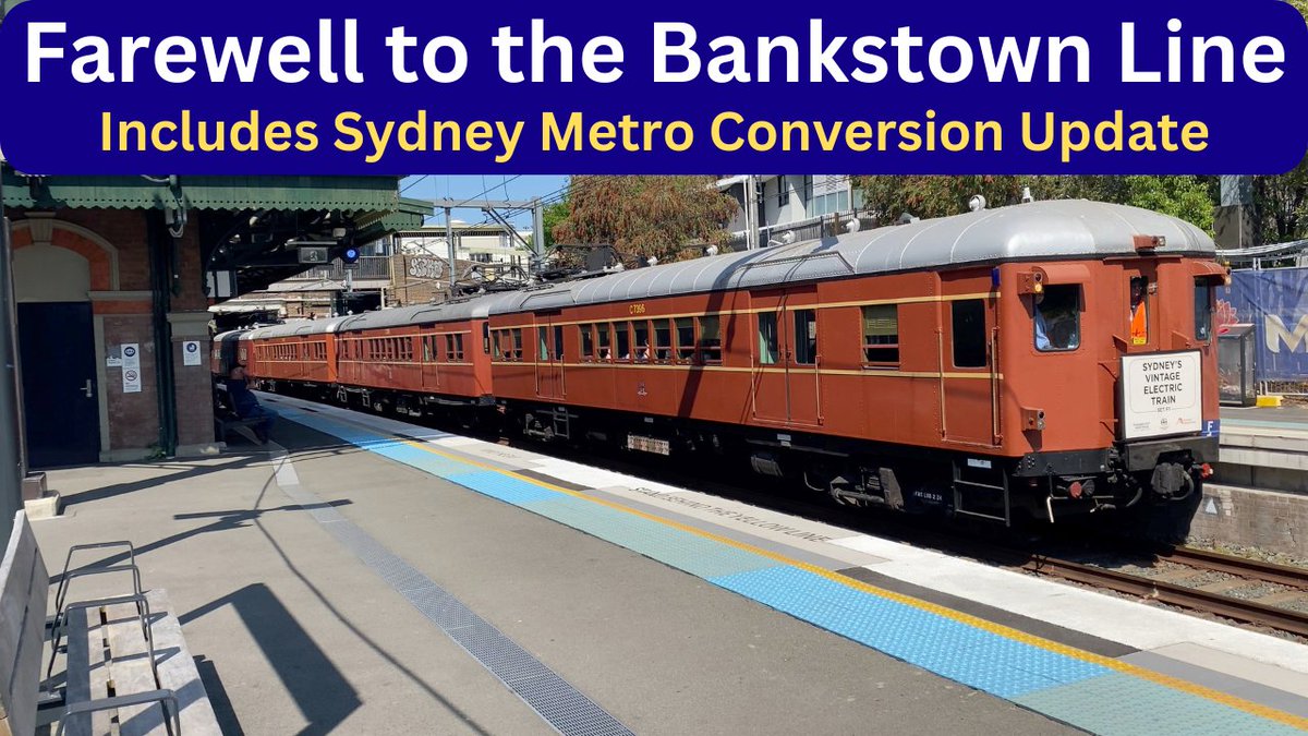 TransportVlog's tweet photo. Remembering the Bankstown Line as it was before the recent closure for Sydney Metro conversion.  Features a steam train and vintage Red Rattler! https://t.co/dnDNXB27T9 https://t.co/R4k0iRCXBk