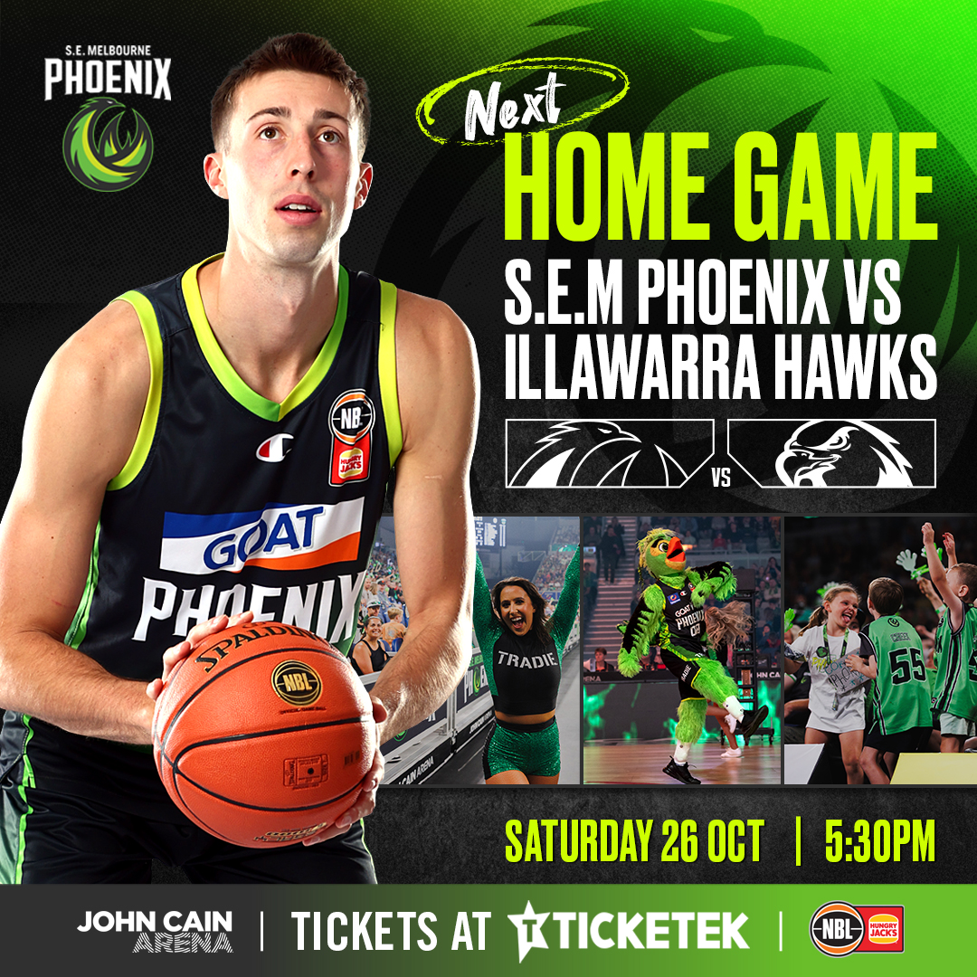 John Cain Arena (@johncainarena) on Twitter photo β© π¨π£ π‘ππ«π§ β©
Fresh from their victory in Throwdown XXVI, <a href="/SEMelbPhoenix/">South East Melbourne Phoenix</a> are back at home to face the Hawks this Saturday evening.
π Tickets: bit.ly/JCA-PHOEN0625 β© π¨π£ π‘ππ«π§ β©
Fresh from their victory in Throwdown XXVI, <a href="/SEMelbPhoenix/">South East Melbourne Phoenix</a> are back at home to face the Hawks this Saturday evening.
π Tickets: bit.ly/JCA-PHOEN0625