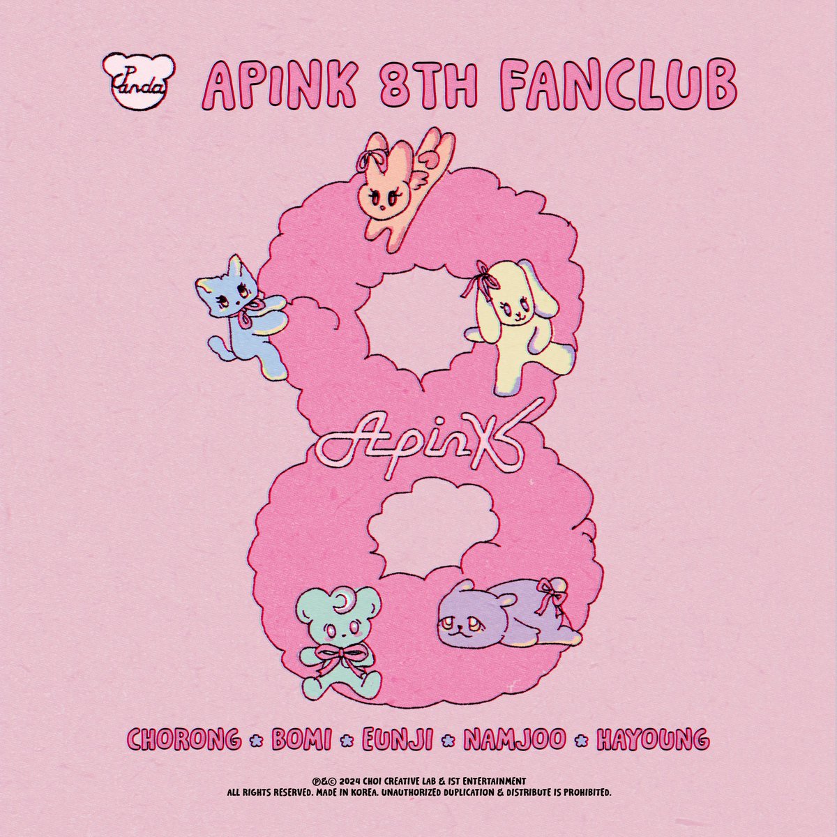 [#에이핑크] 
Apink 8th OFFICIAL FANCLUB [PANDA] 
COMING SOON 🩷🐼

✔모집 기간: 2024.10.23 8PM ~ 2024.11.13 11:59PM
✔모집처: ticket.melon.com/csoon/detail.h…

자세한 내용은 팬카페를 통해 확인해 주세요! 🩷
📢 cafe.daum.net/apink/iYaH/1718

#Apink #PANDA #판다8기