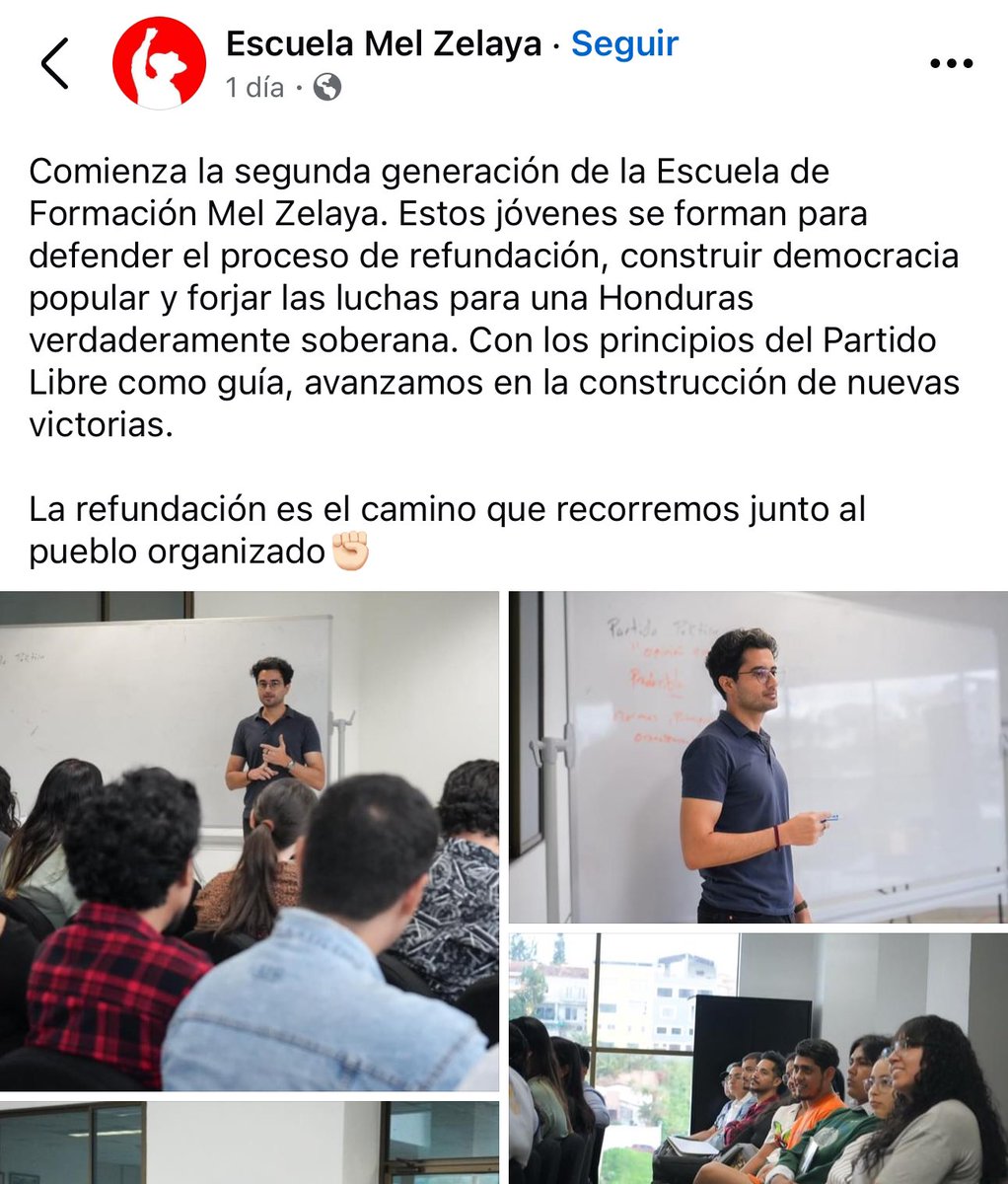 Mariodiaz03's tweet photo. “Escuela Mel Zelaya” 
Ya se imaginan las clases que dan ahí, solo con ver quien las imparte podemos tener un parámetro. https://t.co/OT51jVat2B