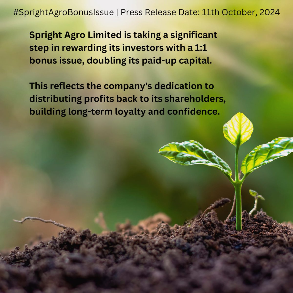 Company having the potential for the bright future and making the financial  let's invest in it 

#SprightAgroBonusIssue