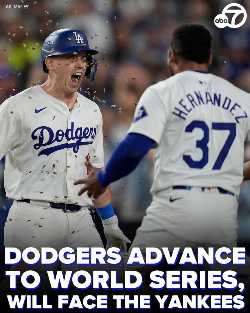 BREAKING NEWS: The Dodgers are the National League champions! They will face the Yankees in the World Series starting Friday at Dodger Stadium. abc7.la/406lRLY